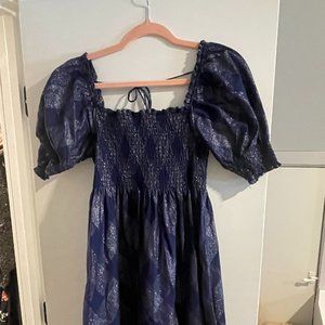 Hill House Home Athena Nap Dress ™️ in Navy Glitter Check, size M
